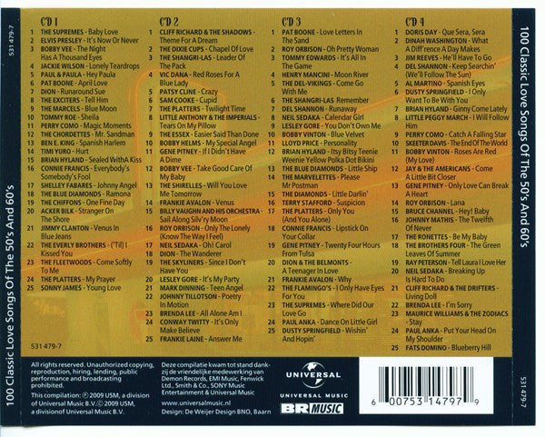Various : Baby Love (100 Classic Love Songs Of The 50's And 60's) (4xCD, Comp + Box)