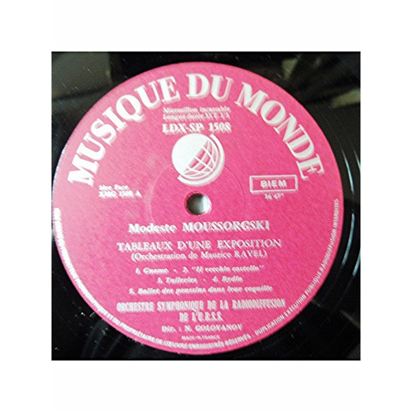 Modest Mussorgsky ,* Большой Симфонический Оркестр Всесоюзного Радио Tchaikovsky Symphony Orchestra Николай Голованов : Pictures at an Exhibition (LP, Mono, Promo)