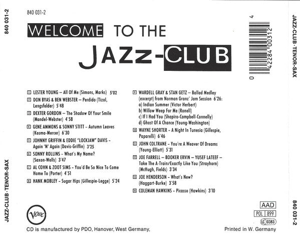 Various : Jazz-Club • Tenor Sax (CD, Comp)