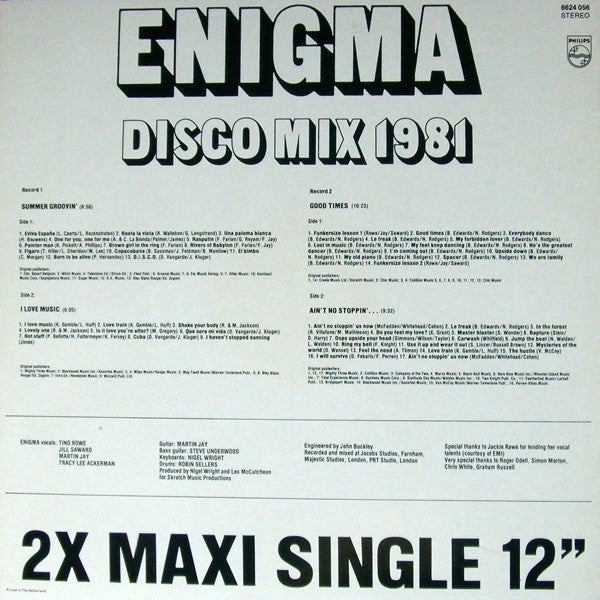 Enigma (2) : Disco Mix 1981 (2x12", EP, Maxi)