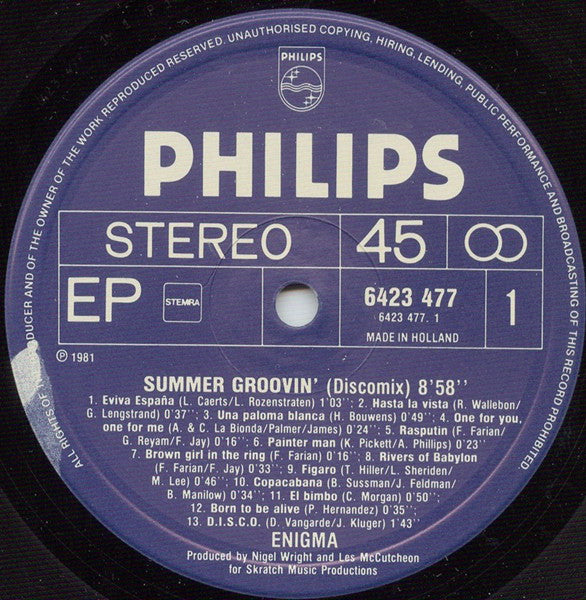 Enigma (2) : Disco Mix 1981 (2x12", EP, Maxi)