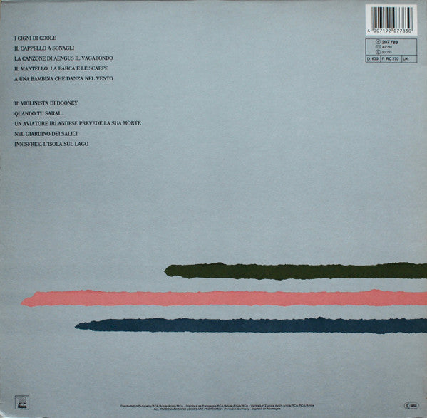 Angelo Branduardi : Branduardi Canta Yeats - Dieci Ballate Su Liriche Di William Butler Yeats (LP, Album, Gat)