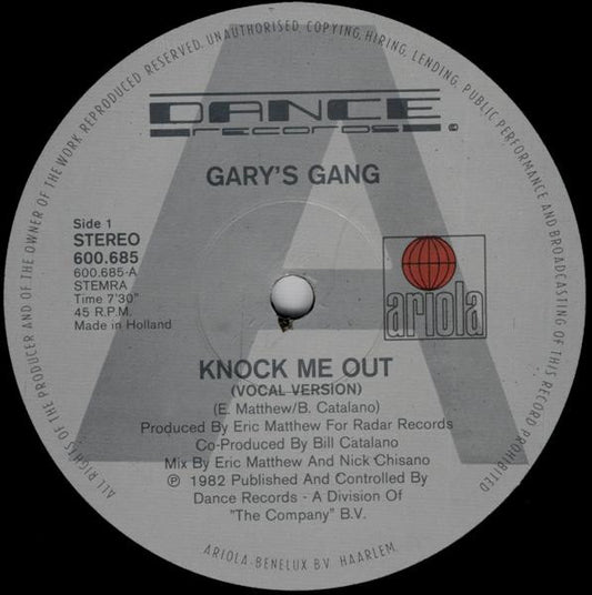 Gary's Gang : Knock Me Out (12" Disco Version) (12", Pic)