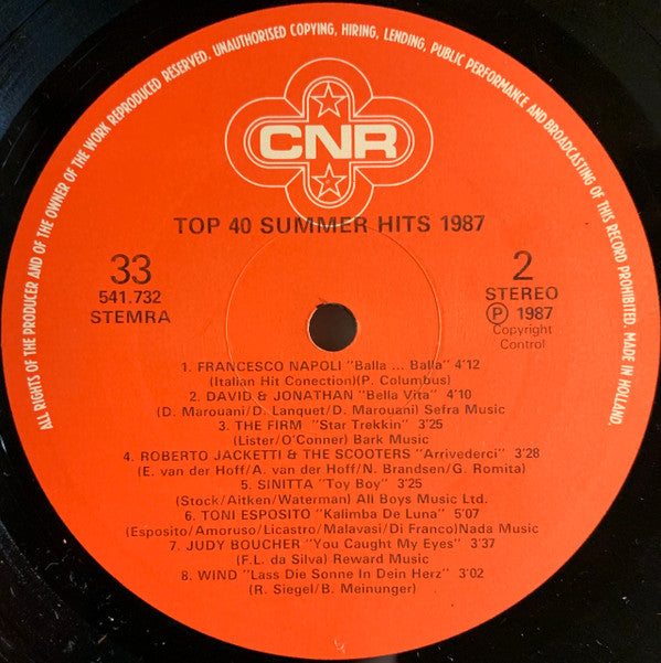 Various : Top 40 Summer Hits 1987 (LP, Comp)