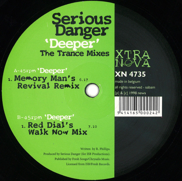 Serious Danger : Deeper (The Trance Mixes) (12")