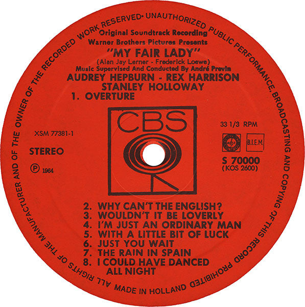 Audrey Hepburn, Rex Harrison, Stanley Holloway - Lerner & Loewe : My Fair Lady (The Original Sound Track Recording) (LP)