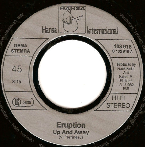 Eruption (4) : Up And Away (7", Single)