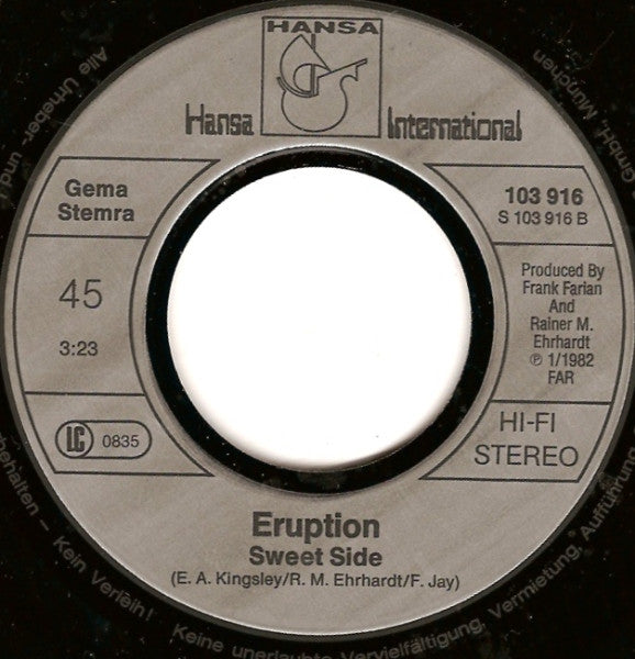 Eruption (4) : Up And Away (7", Single)