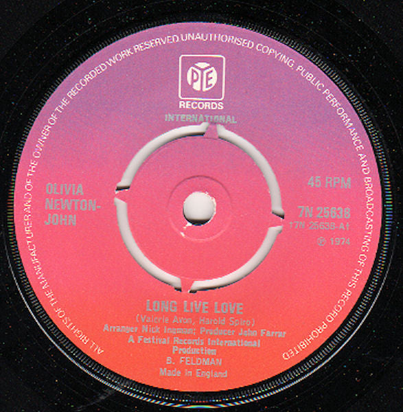 Olivia Newton-John : Long Live Love (7")