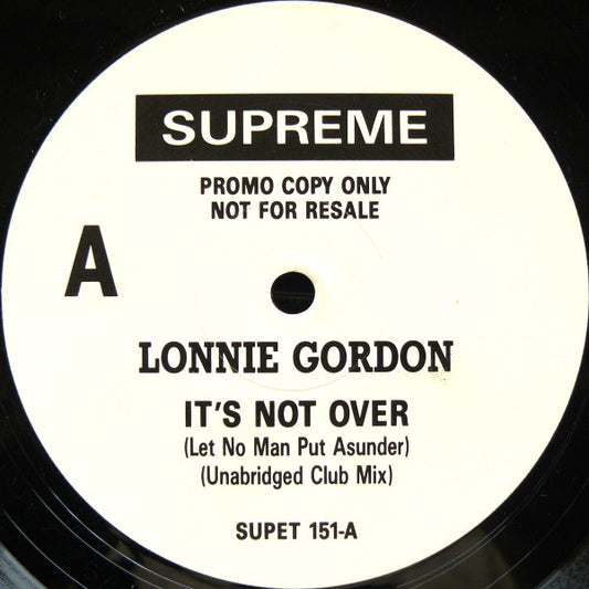 Lonnie Gordon : It's Not Over (Let No Man Put Asunder) (12", Promo)