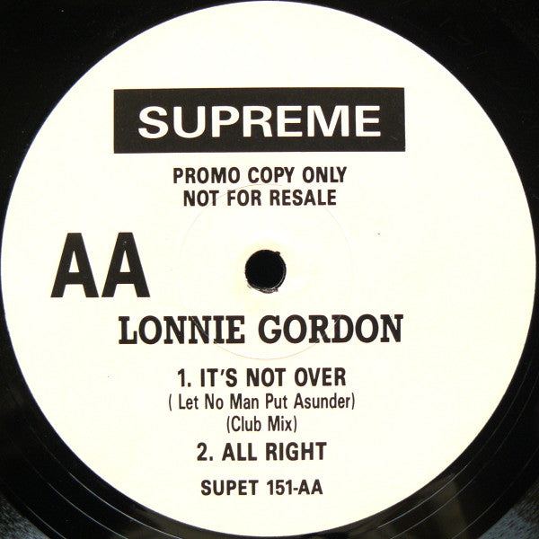 Lonnie Gordon : It's Not Over (Let No Man Put Asunder) (12", Promo)