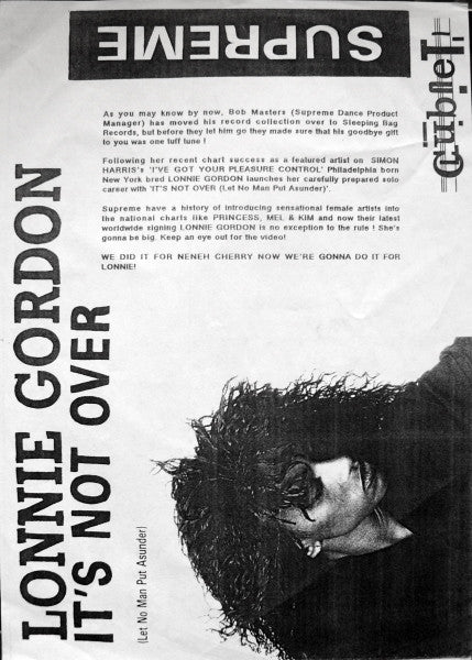 Lonnie Gordon : It's Not Over (Let No Man Put Asunder) (12", Promo)