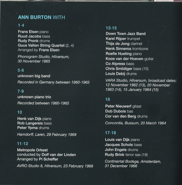 Ann Burton : Early Blue 1958-1968 (CD, Comp)