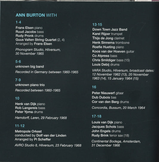 Ann Burton : Early Blue 1958-1968 (CD, Comp)