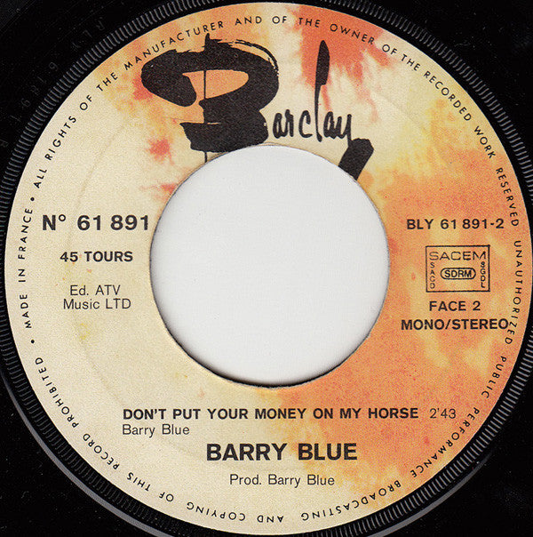 Barry Blue : Do You Wanna Dance (7", Single)