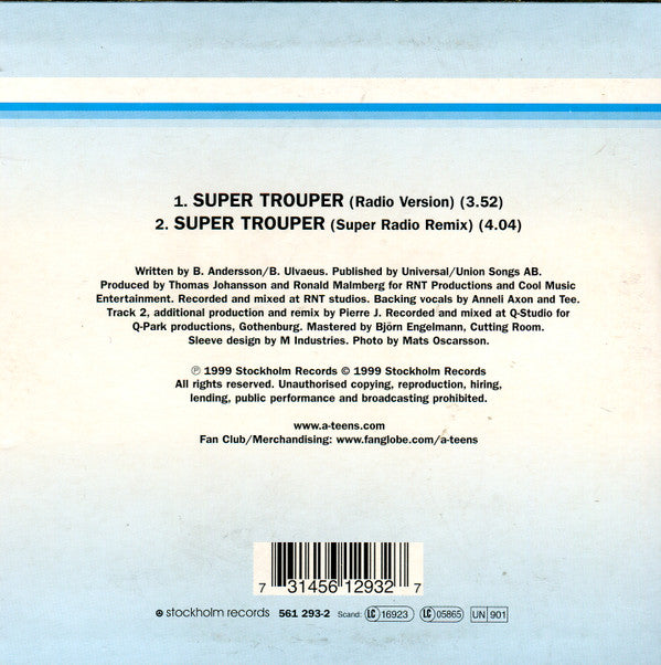 A*Teens : Super Trouper (CD, Single, Car)