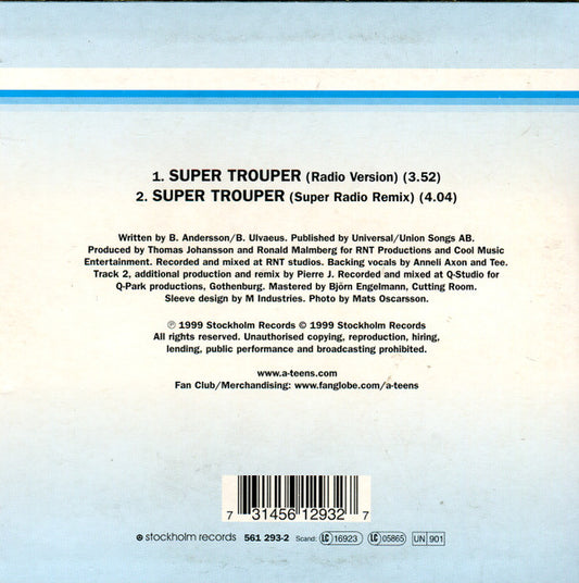 A*Teens : Super Trouper (CD, Single, Car)