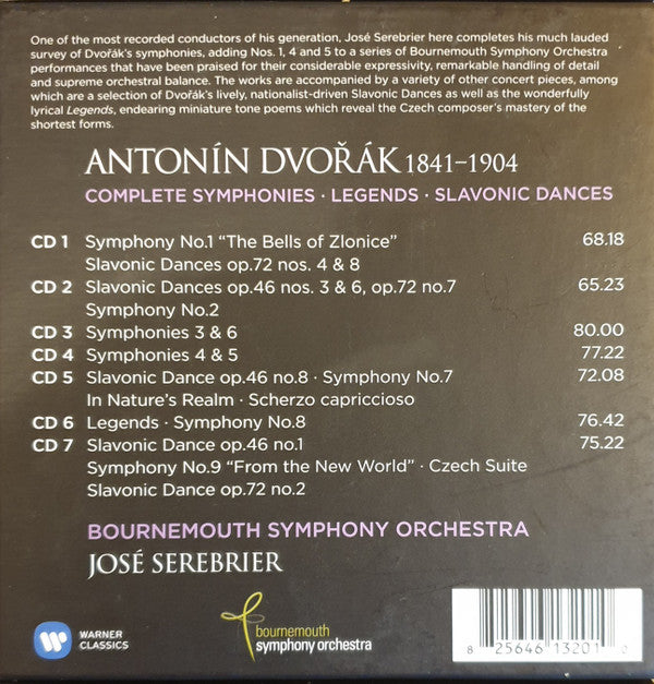 Antonín Dvořák Dvořák Jose Serebrier, Bournemouth Symphony Orchestra : Complete Symphonies, Legends, Slavonic Dances (7xCD, Album, Box)