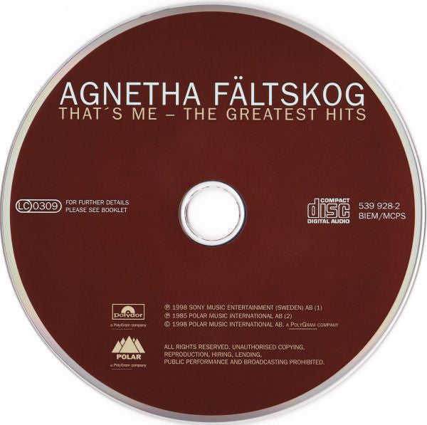 Agnetha Fältskog : That's Me - The Greatest Hits (CD, Comp, RM)