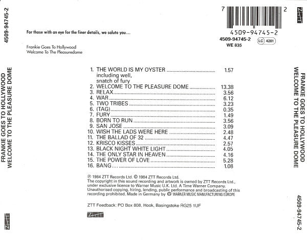 Frankie Goes To Hollywood : Welcome To The Pleasuredome (CD, Album, RE)