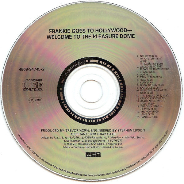 Frankie Goes To Hollywood : Welcome To The Pleasuredome (CD, Album, RE)