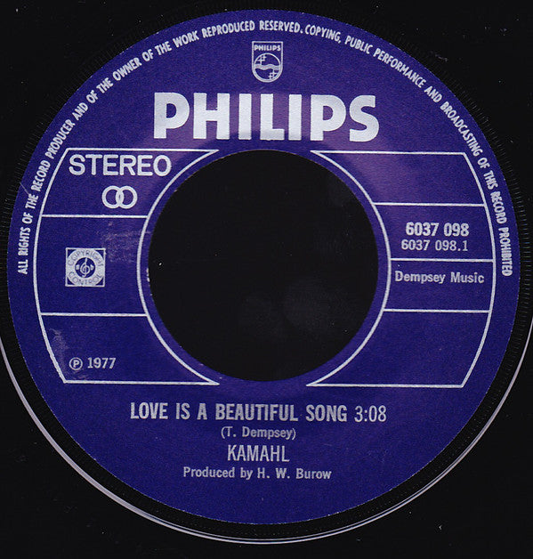 Kamahl : Love Is A Beautiful Song (7", Single)