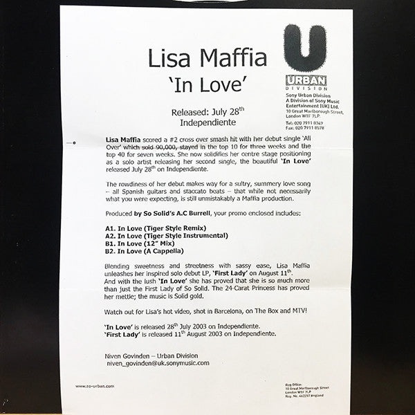 Lisa Maffia : In Love (12", Promo)
