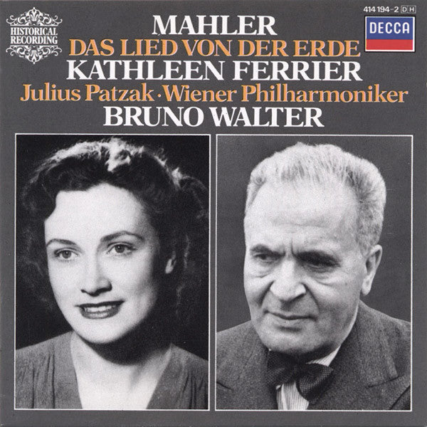 Gustav Mahler – Kathleen Ferrier, Julius Patzak, Wiener Philharmoniker, Bruno Walter : Das Lied Von Der Erde (CD, Album, Mono, RP)