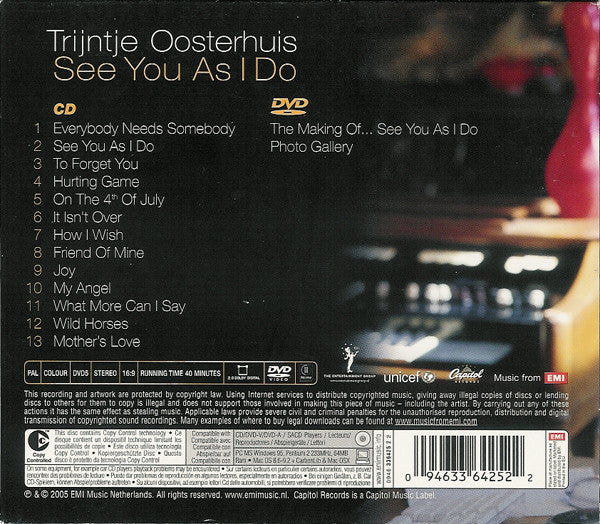 Trijntje Oosterhuis : See You As I Do (CD, Copy Prot. + DVD-V, PAL + Album, Ltd)