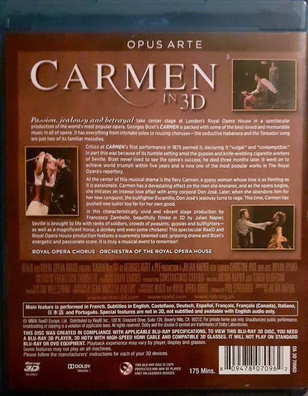 Georges Bizet - Christine Rice, Bryan Hymel, Aris Argiris, Maija Kovalevska, Constantinos Carydis, Francesca Zambello : Carmen In 3D (Blu-ray, 3D)