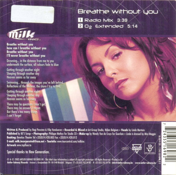 Milk Inc. : Breathe Without You (CD, Single)