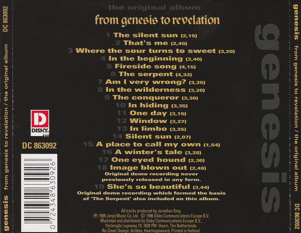 Genesis : From Genesis To Revelation (CD, Album, Mono, RE)
