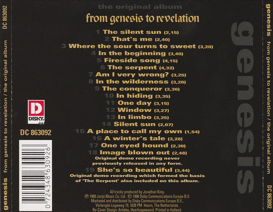 Genesis : From Genesis To Revelation (CD, Album, Mono, RE)