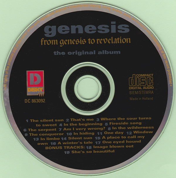 Genesis : From Genesis To Revelation (CD, Album, Mono, RE)
