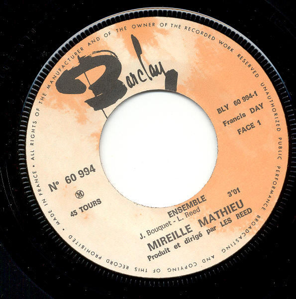 Mireille Mathieu : Ensemble / Les Bicyclettes De Belsize (7", Single)