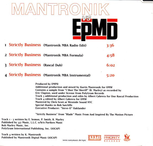 Kurtis Mantronik vs. EPMD : Strictly Business (CD, Maxi)