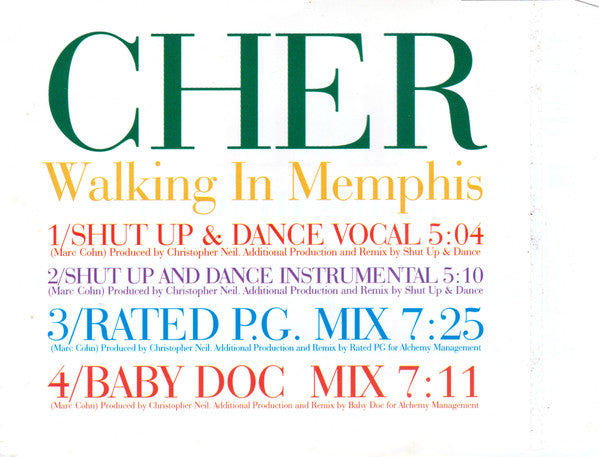Cher : Walking In Memphis (Special Remix CD) (CD, Single, CD2)