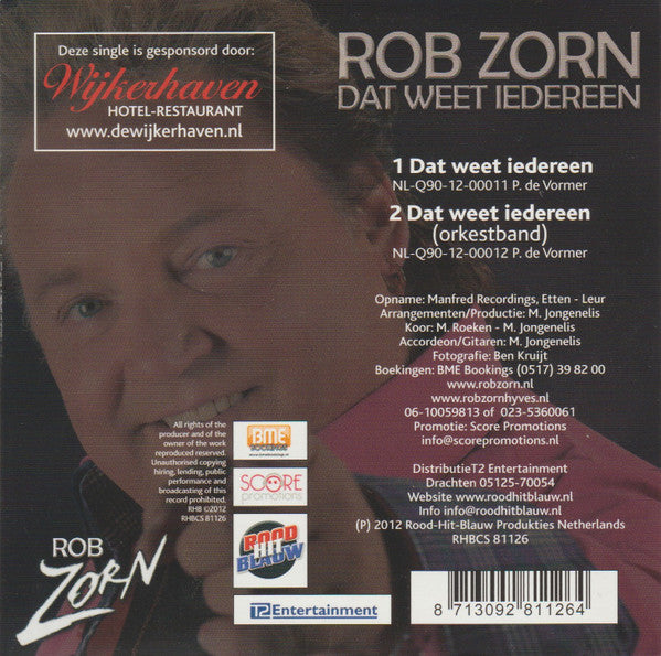 Rob Zorn : Dat Weet Iedereen (CD, Single)