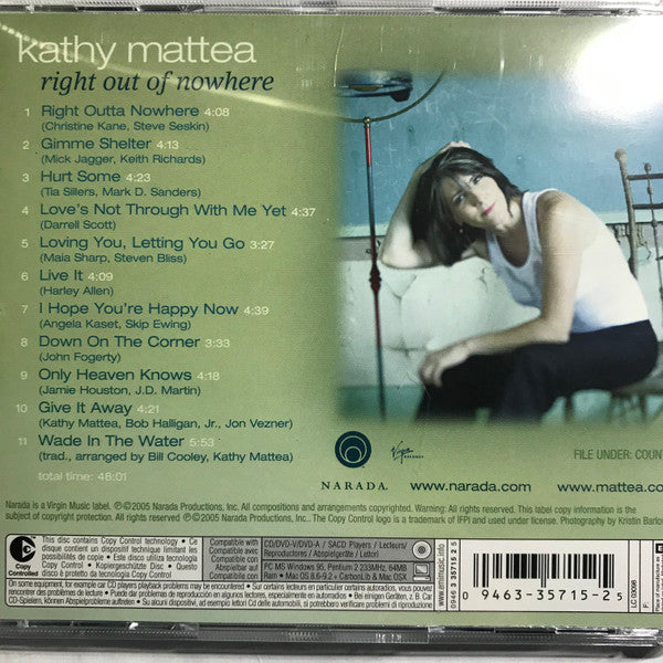 Kathy Mattea : Right Out Of Nowhere (CD, Album, Copy Prot.)