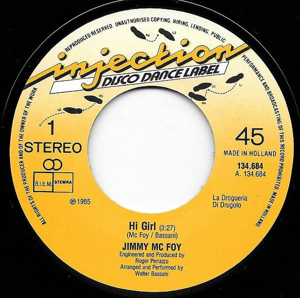 Jimmy Mc Foy : Hi Girl (7", Single)