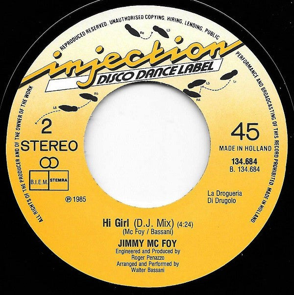 Jimmy Mc Foy : Hi Girl (7", Single)