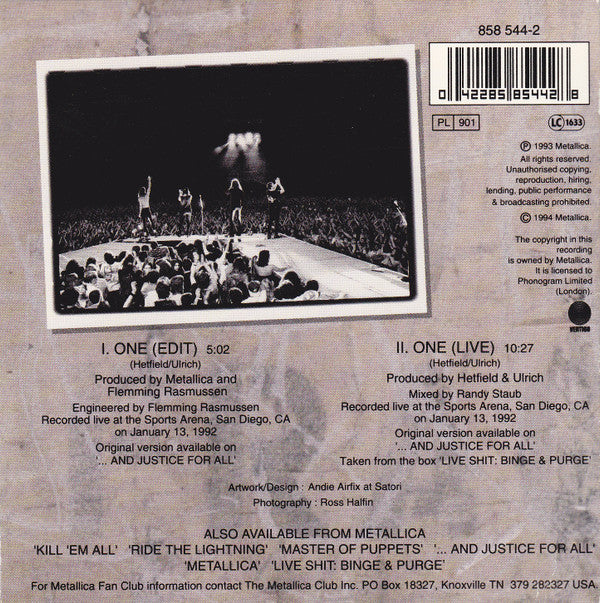 Metallica : One (CD, Single, Car)