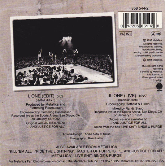 Metallica : One (CD, Single, Car)