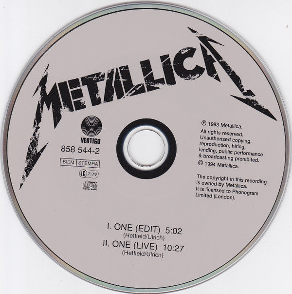 Metallica : One (CD, Single, Car)