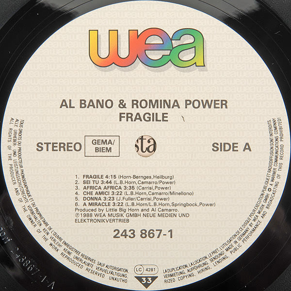 Al Bano & Romina Power : Fragile (LP, Album)