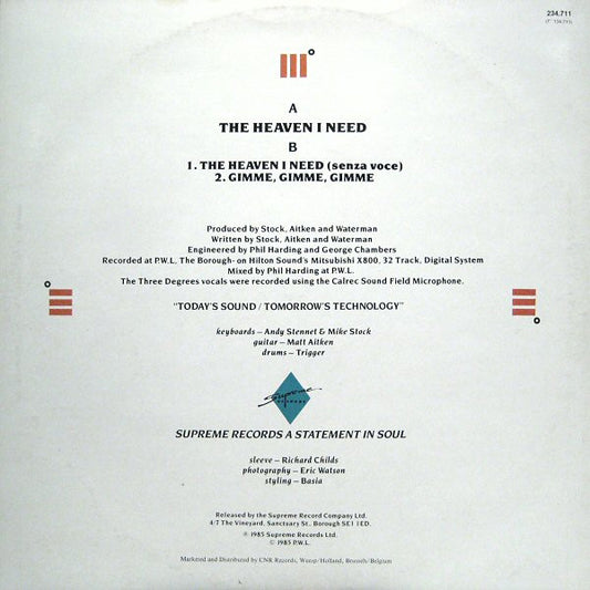 The Three Degrees : The Heaven I Need (12")