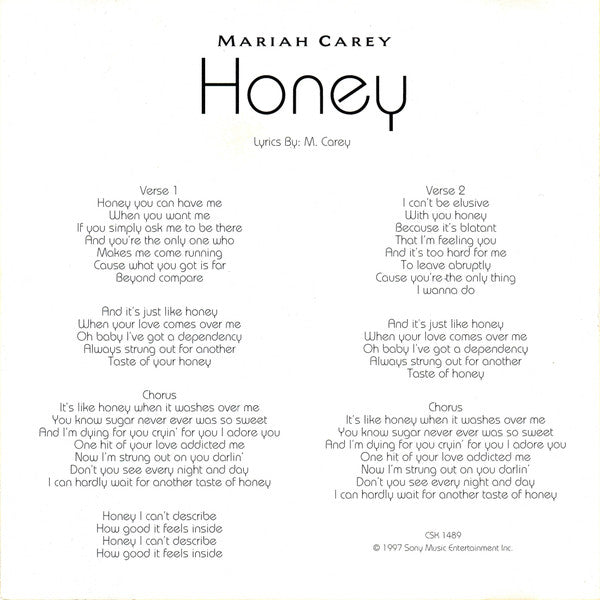 Mariah Carey : Honey (CD, Single, Promo)