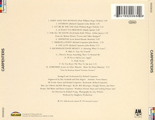 Carpenters : Carpenters (CD, Album, RE)