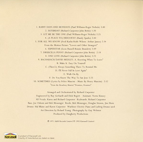 Carpenters : Carpenters (CD, Album, RE)