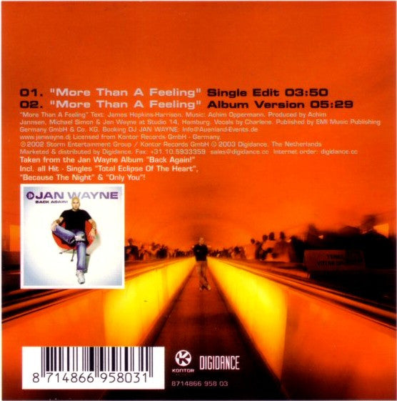 Jan Wayne : More Than A Feeling (CD, Single, Car)